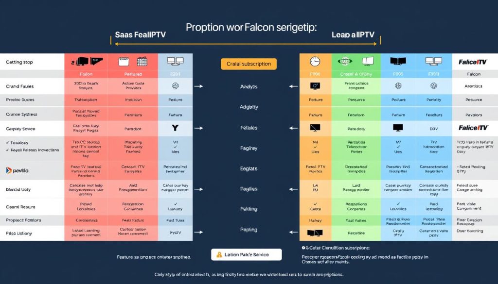 مقارنة بين اشتراك فالكون وخدمات IPTV الأخرى مقارنة بين اشتراك فالكون وخدمات IPTV الأخرى