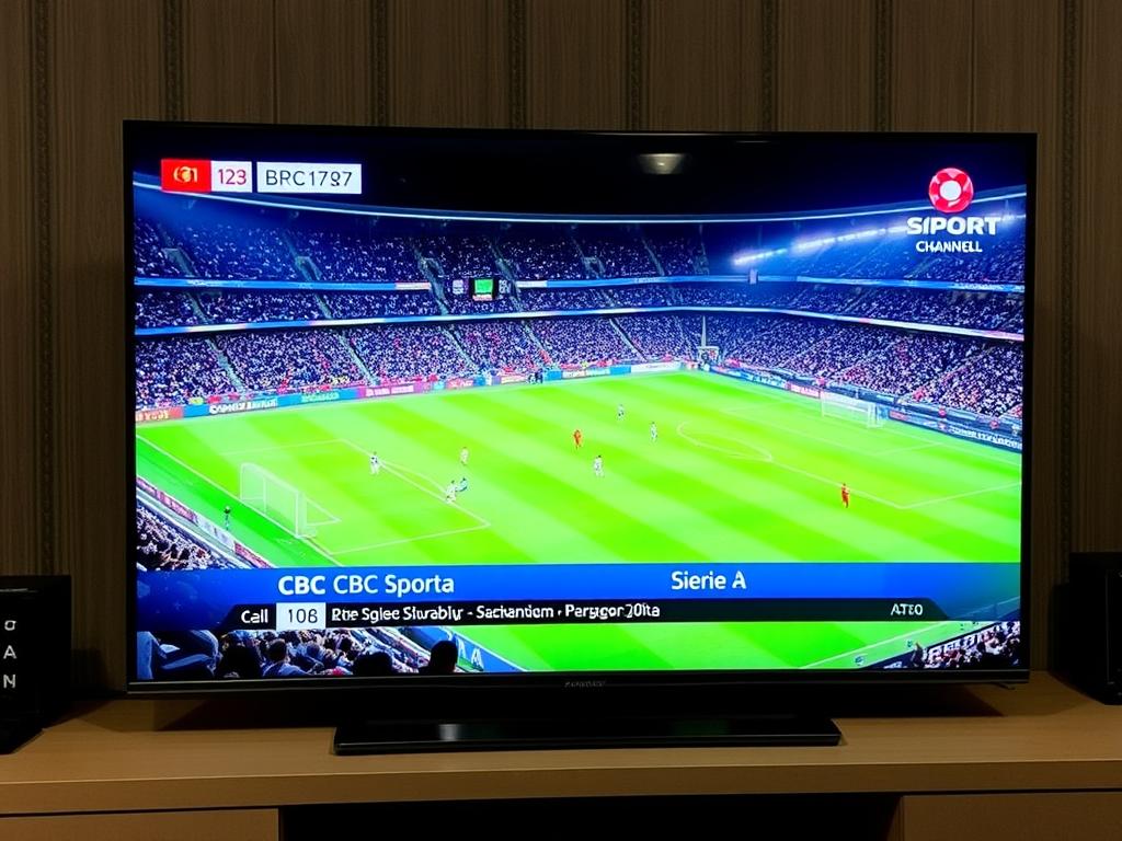 شاشة تعرض مباراة في الدوري الايطالي على قناة CBC SPORT