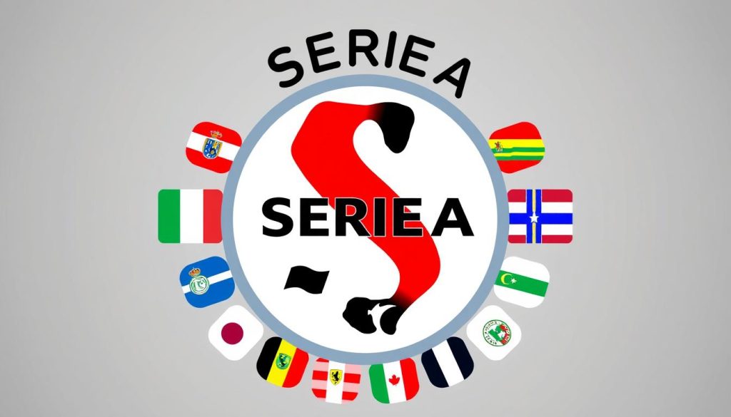 شعار الدوري الإيطالي مع أعلام الأندية المشاركة