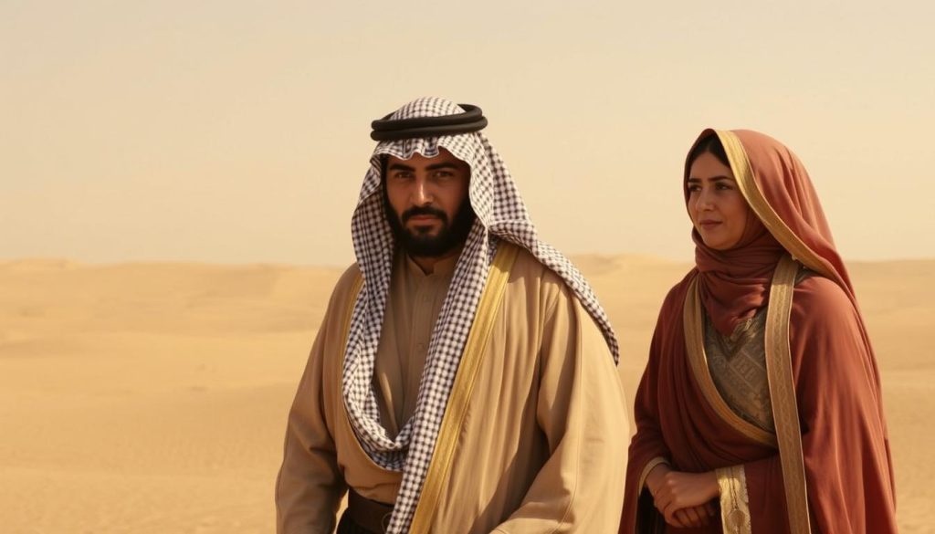 مشهد من فيلم الصحراء تتكلم في بيئة صحراوية تاريخية