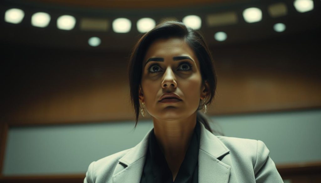 مشهد من مسلسل ابن النصابة مع كندة علوش في دور رانيا المحامية