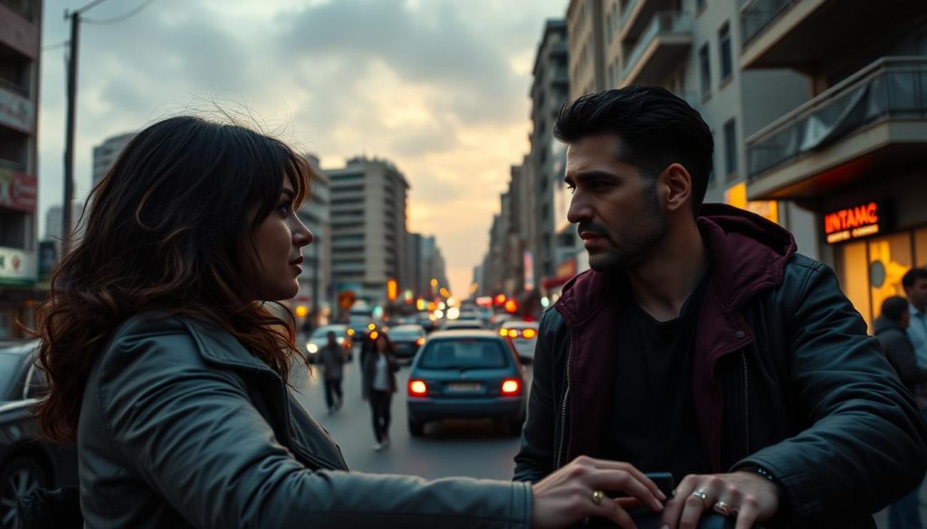 نادين لبكي وعادل كرم في مشهد من فيلم بيروت 2025