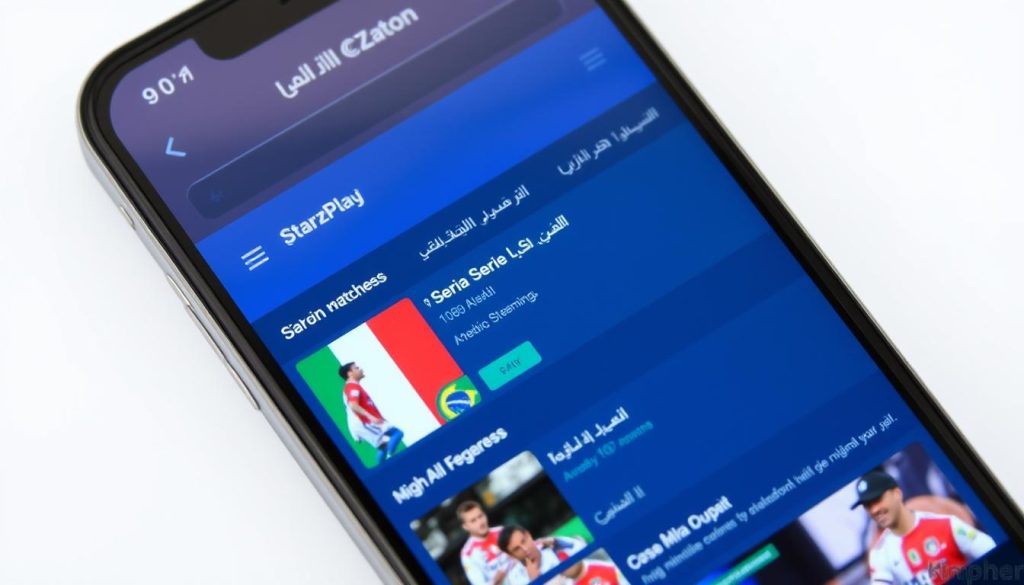 واجهة تطبيق StarzPlay لمشاهدة مباريات الدوري الايطالي