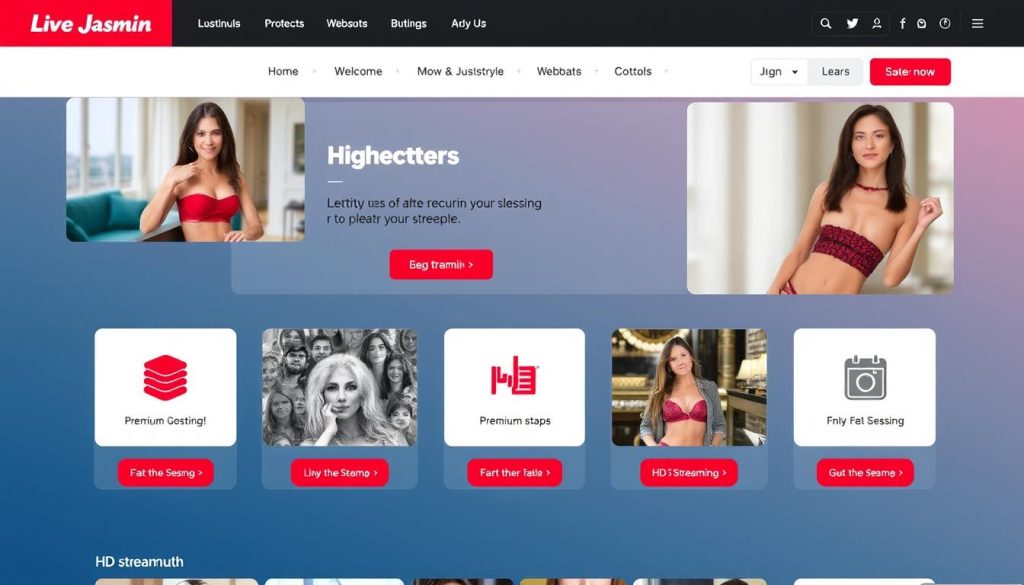 واجهة منصة LiveJasmin مع عرض للبث المباشر عالي الجودة