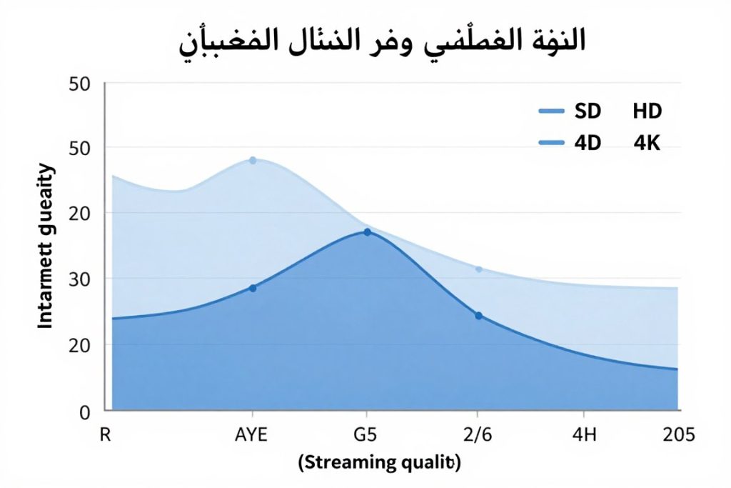 رسم بياني يوضح العلاقة بين سرعة الإنترنت وجودة البث وتأثيرها على التقطيع