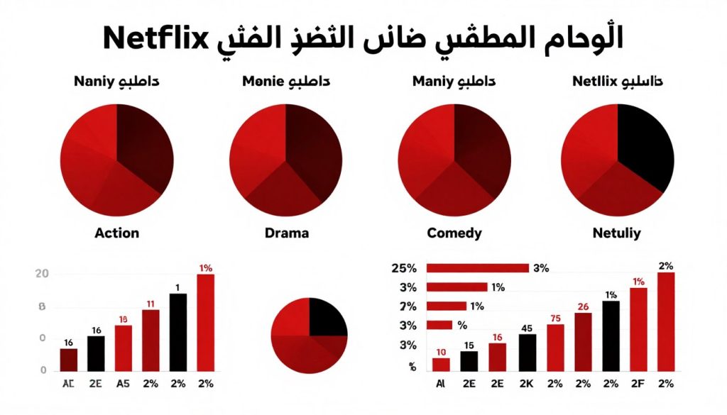 رسم بياني يوضح توزيع أنواع الأفلام الأكثر مشاهدة على نتفلكس