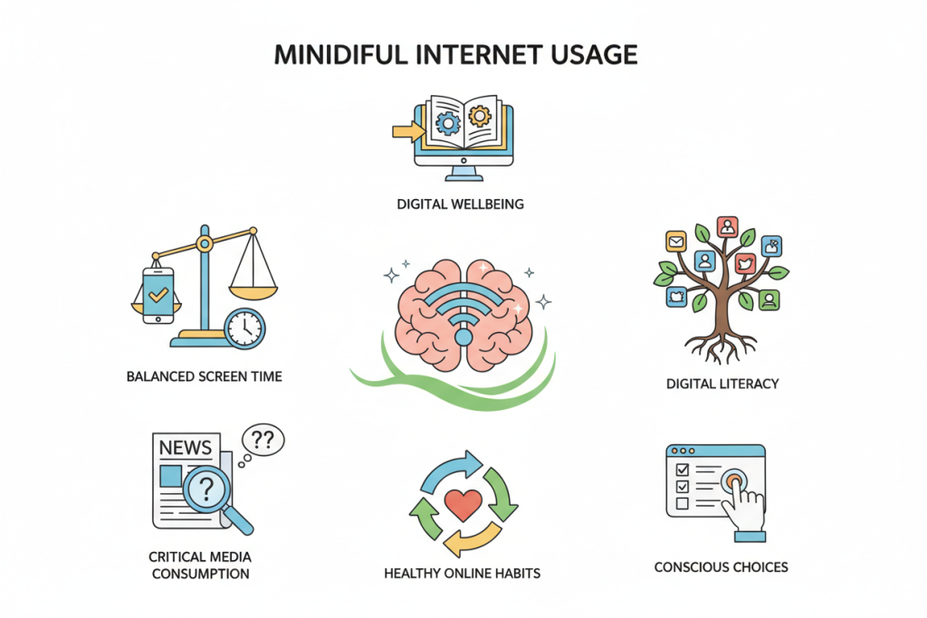 رسم توضيحي للاستخدام الواعي للإنترنت في سياق أضخم مكتبة أفلام إباحية للبالغين