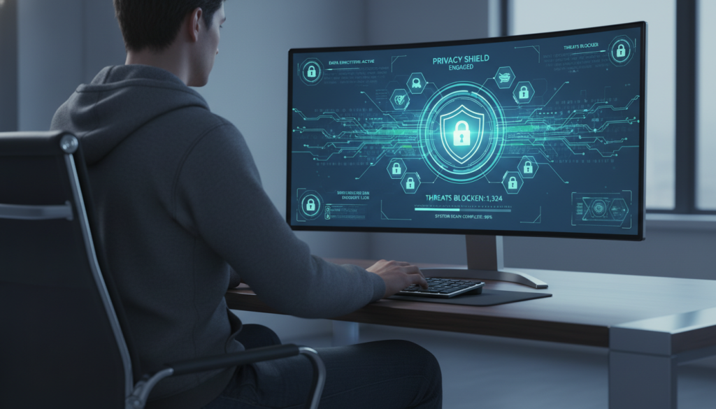 شخص يستخدم برامج حماية الخصوصية أثناء تصفح افضل قنوات اباحية للبالغين +18