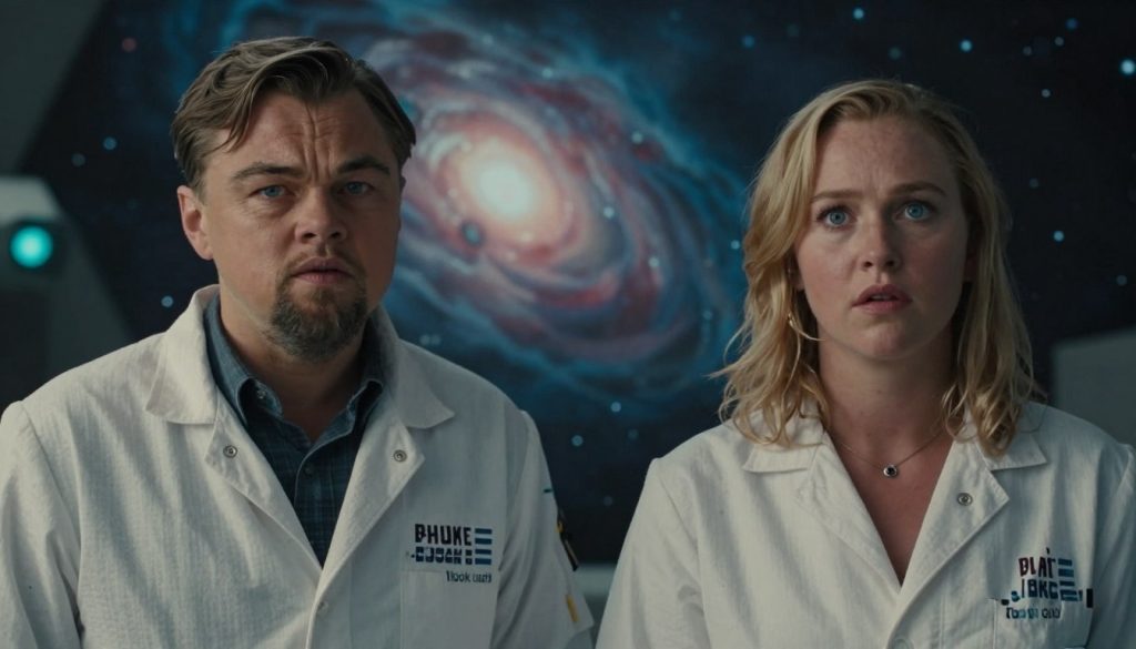 صورة من فيلم Don't Look Up مع ليوناردو دي كابريو وجينيفر لورانس