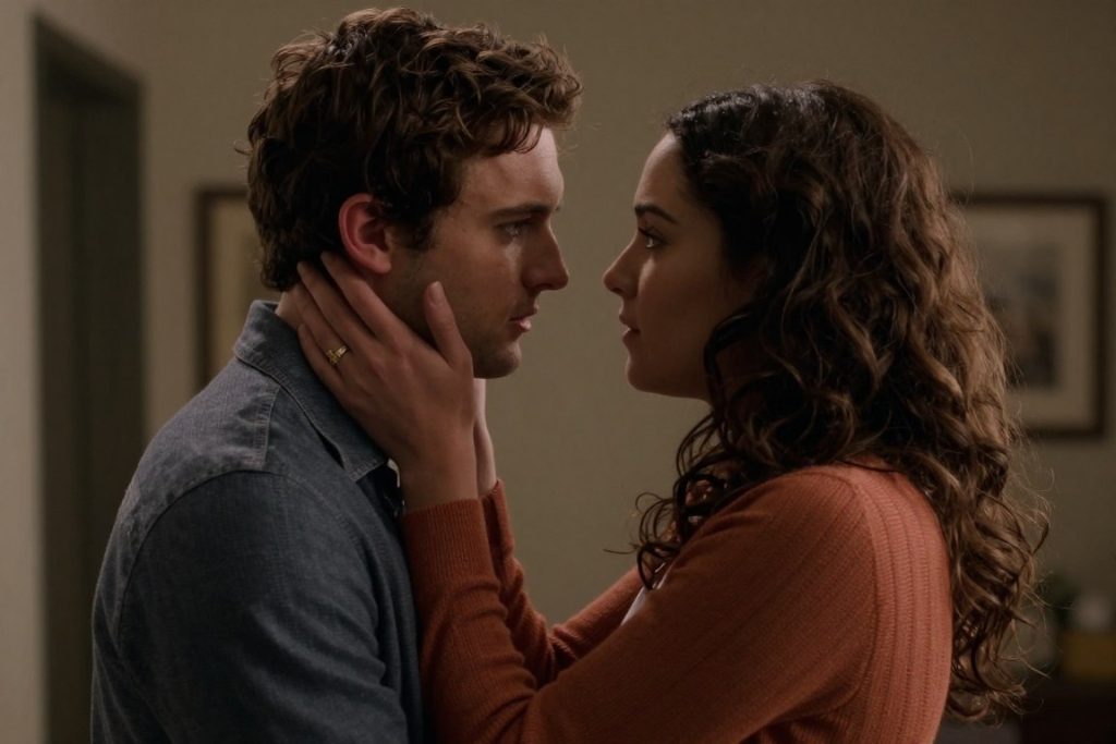 صوفيا كارسون ونيكولاس غاليتزين في مشهد رومانسي من فيلم Purple Hearts