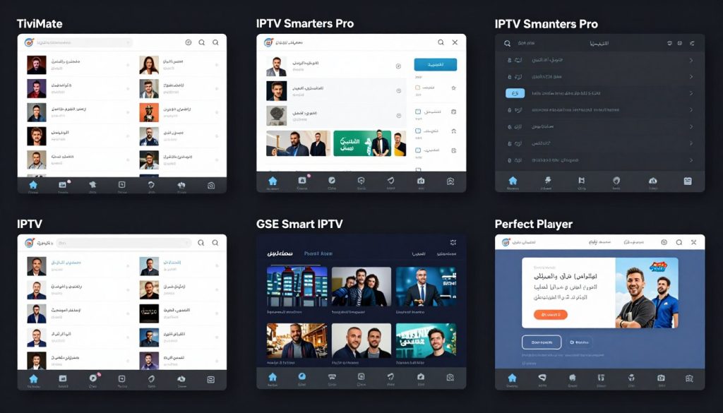 واجهات مستخدم لأفضل تطبيقات IPTV المتاحة للأجهزة المختلفة